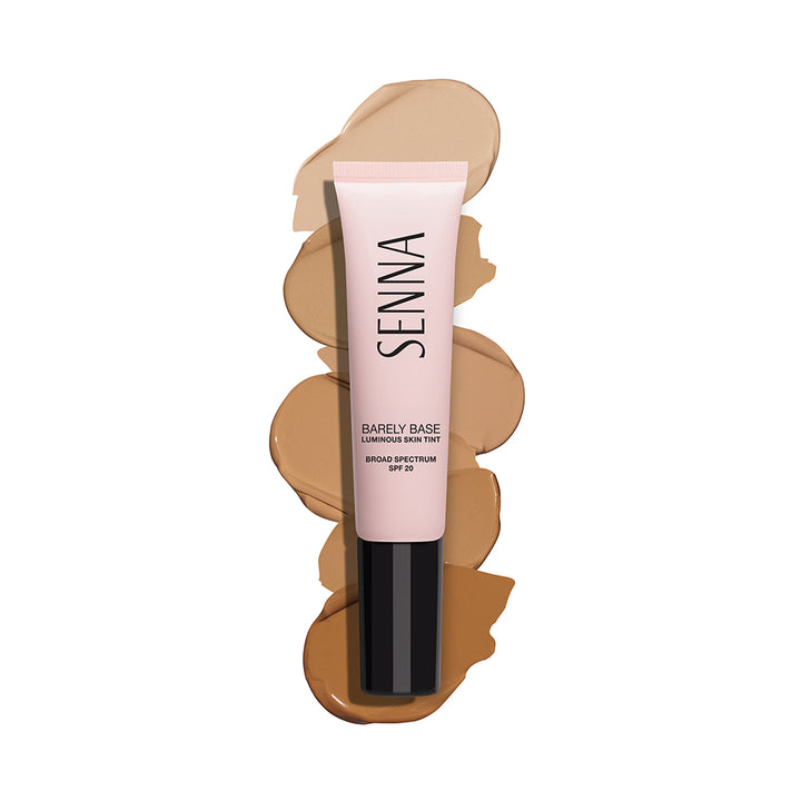 Senna Barely Base Luminous Skin Tint SPF20 with all 6 shade swatches
