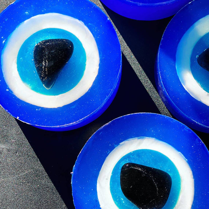 Evil Eye - Black Tourmaline Crystal Infused Bar Soap In Holders