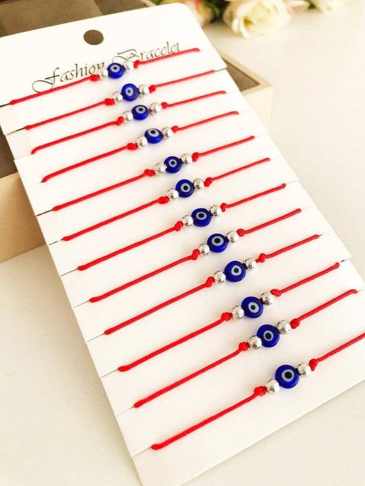 Evil Eye Bead Bracelet With Adjustable Red String Bracelet