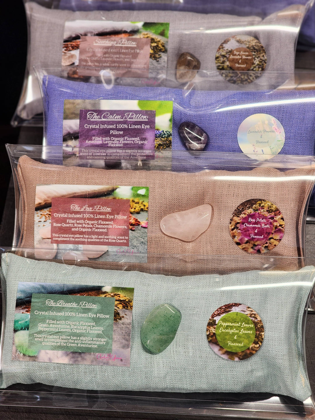 Crystal Infused 100% Linen Eye Pillows