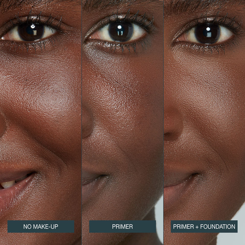 Digital Complexion Primer for Dry Skin on a model showing what the primer does