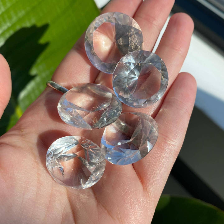 Clear Quartz Faceted Diamond Shape Crystal