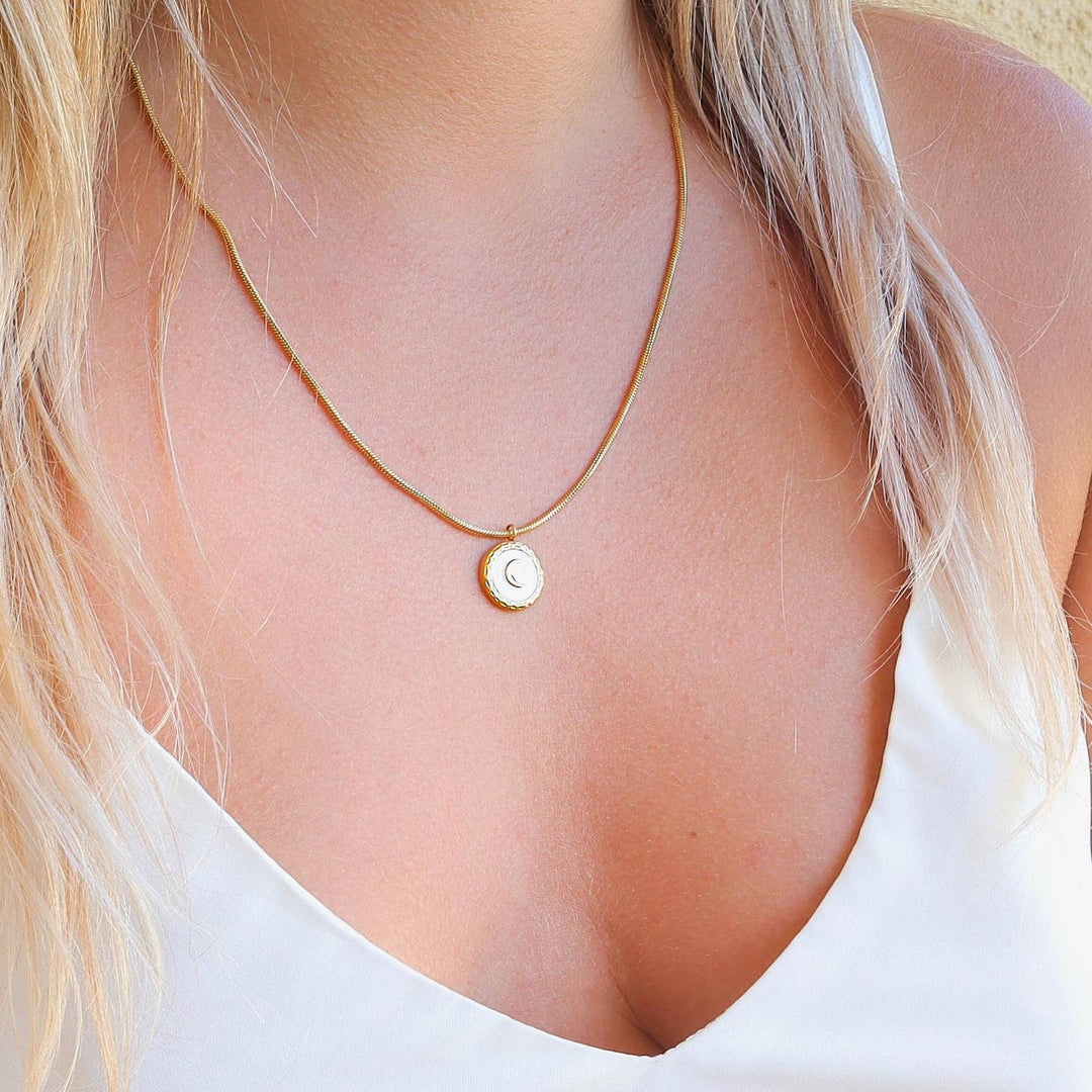 Moon on Snake Chain on a model