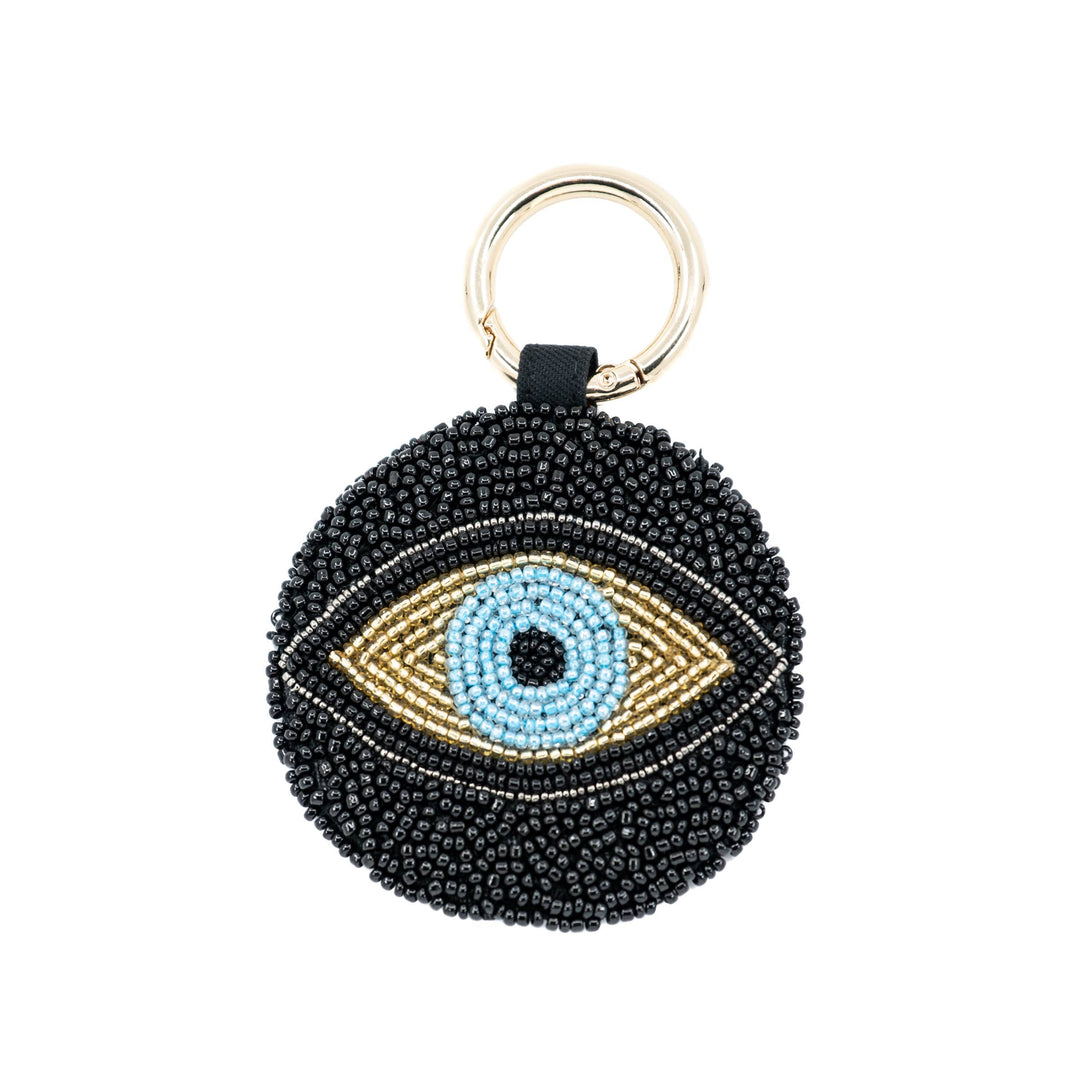 Hand Beaded Evil Eye Keychain