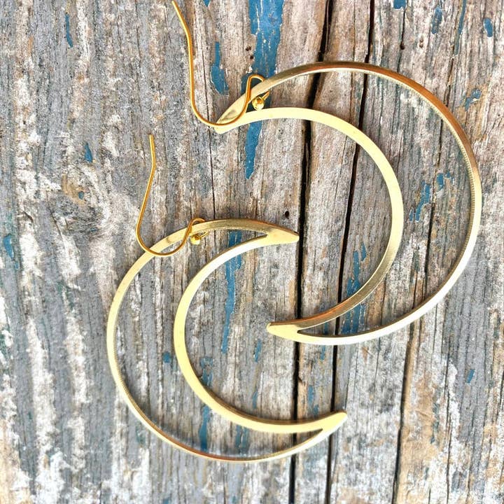 Moon Earrings Extra Large Crescent Moon Boho Celestial Star