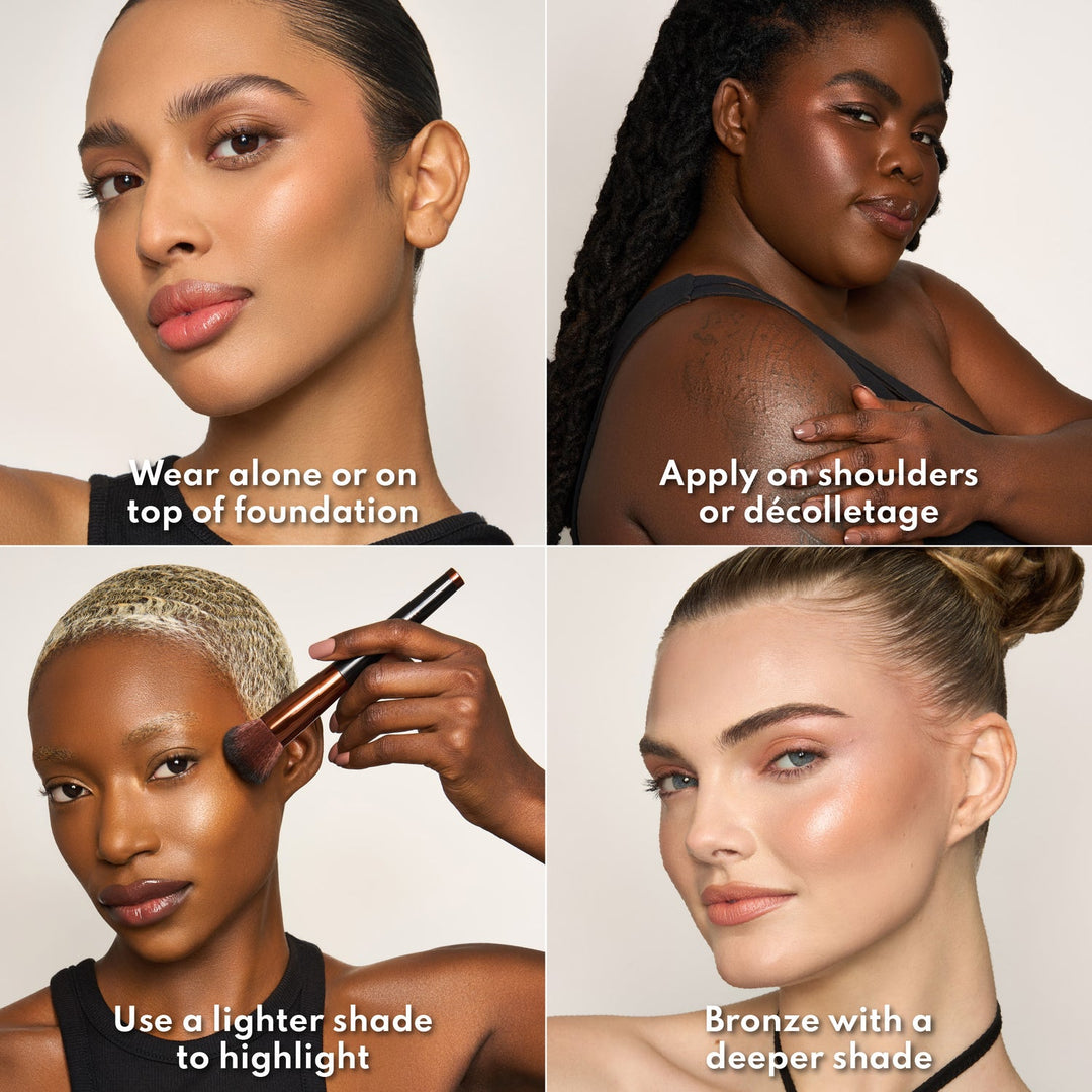 Lowkey Yummy Skin Blurring Balm Lowlighter ways to wear shown on models