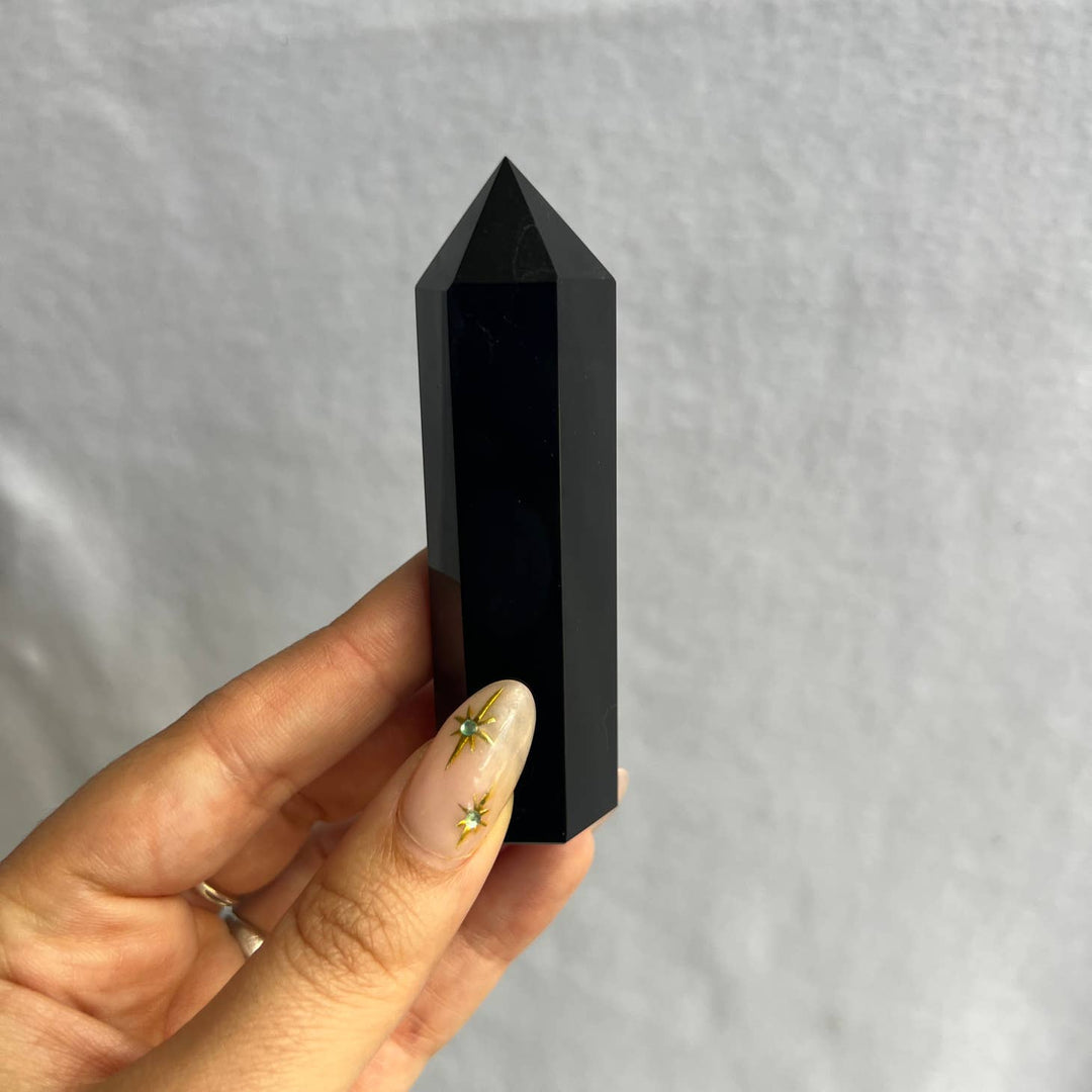 Image of Sapphire & Sage Black Obsidian Crystal Tower