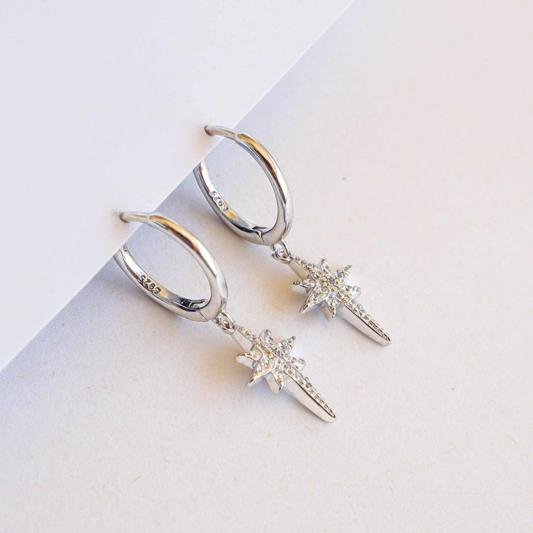 Silver Crystal Star Earrings