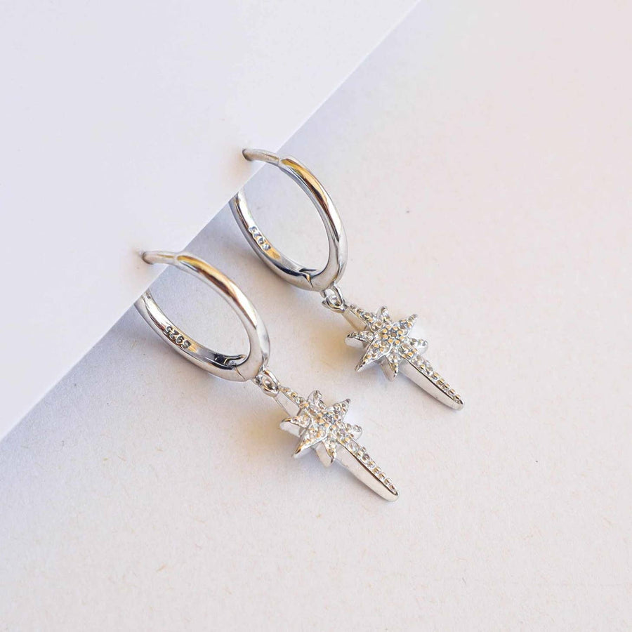 Silver Crystal Star Earrings