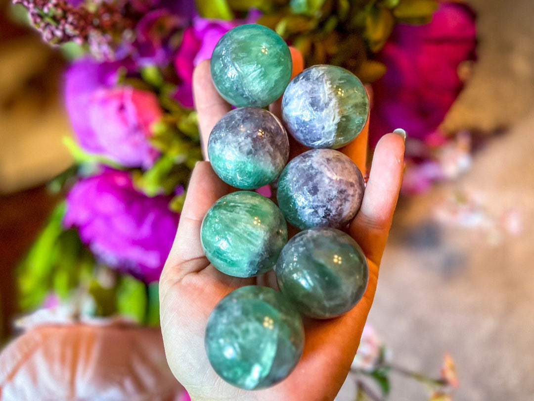 Bicolor Fluorite Spheres