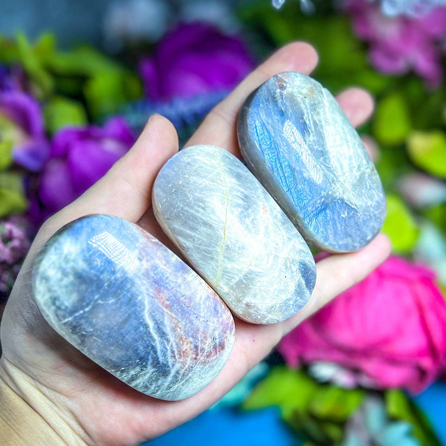 Large Blue Moonstone Crystal Palmstones