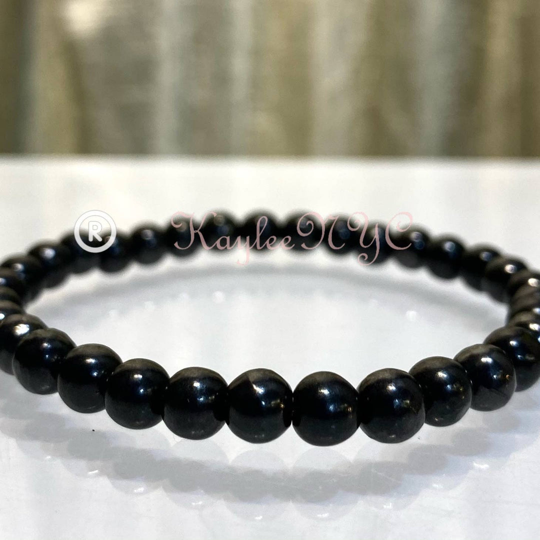 Natural Shungite 6mm 7.5” Stretch Bracelet Crystal Healing Energy