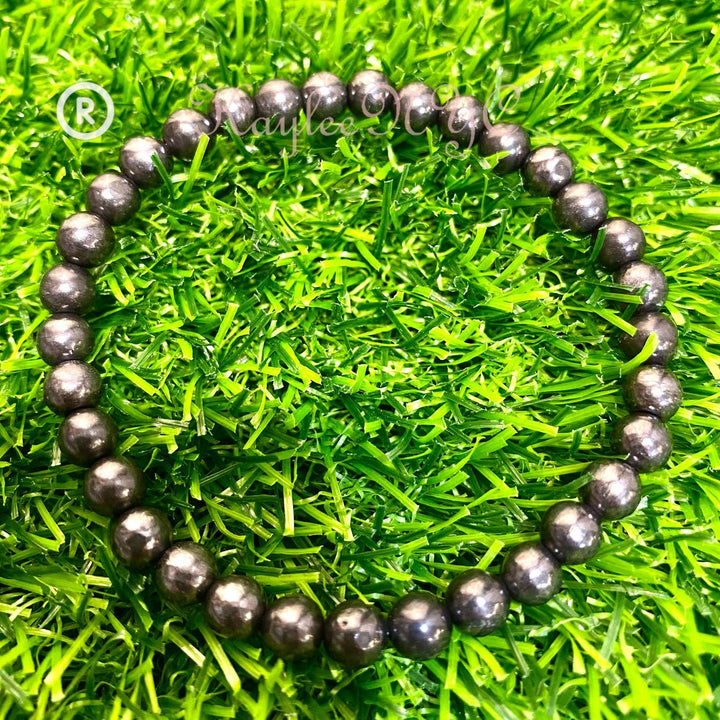 Natural Shungite 6mm 7.5” Stretch Bracelet Crystal Healing Energy