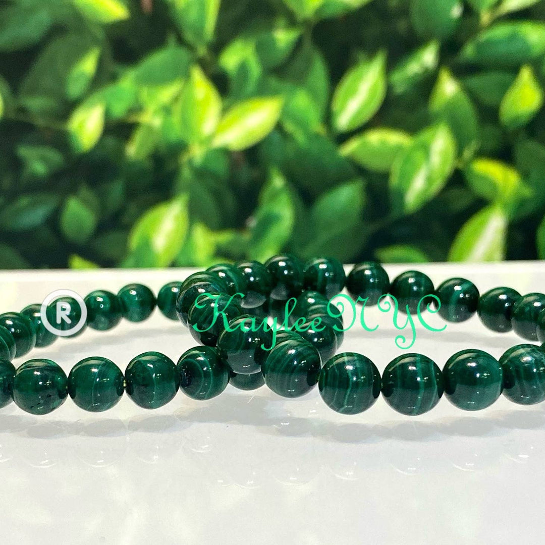 Natural Malachite 8mm 7.5” Crystal Healing Stretch Bracelet