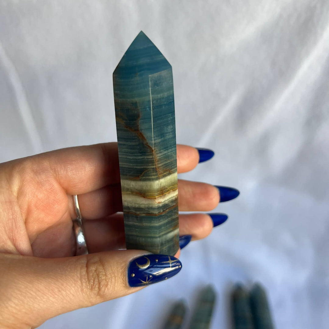 Image of Sapphire & Sage Lemurian Aquatine Calcite Crystal Tower