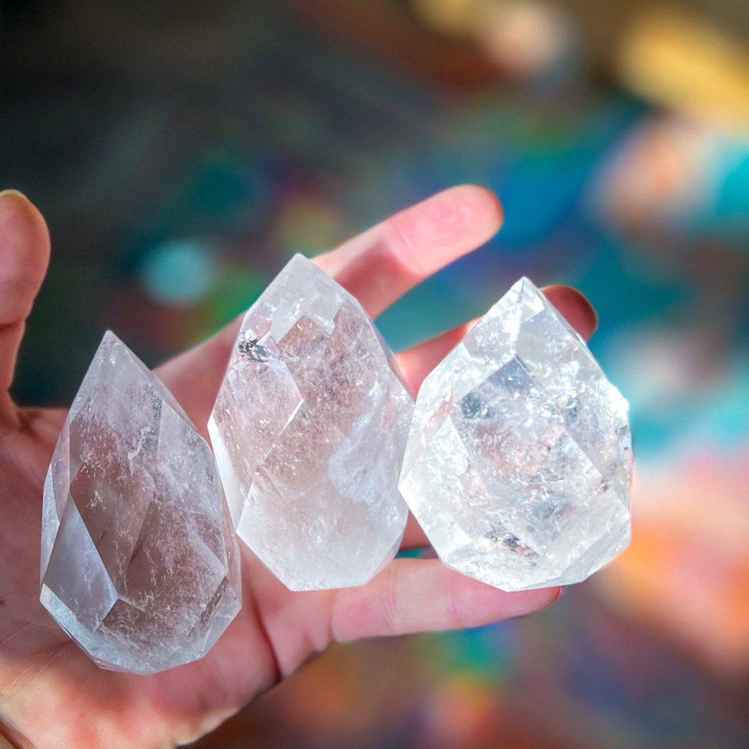 Clear Quartz Faceted Flames, Ethically Sourced Crystals
