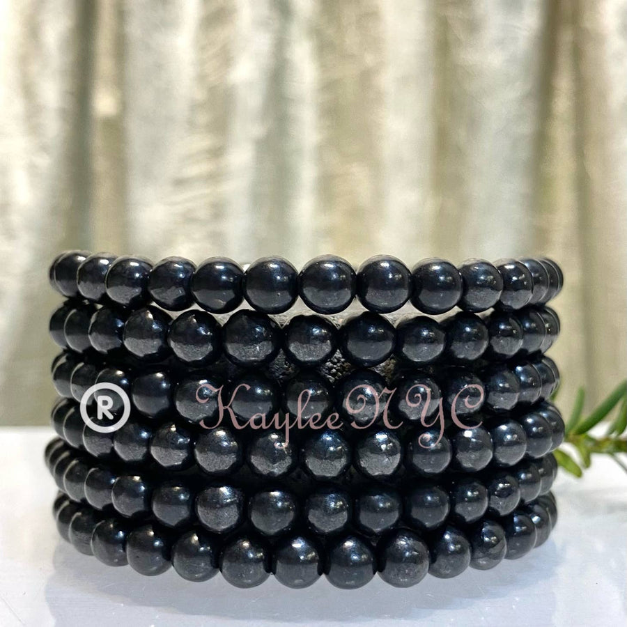 Image of KayleeNYC Natural Shungite 6mm 7.5” Stretch Bracelet Crystal Healing Energy