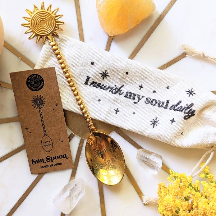 Image of Goddess Provisions Golden Ray Sun Spoon - Brass Tea Spoon
