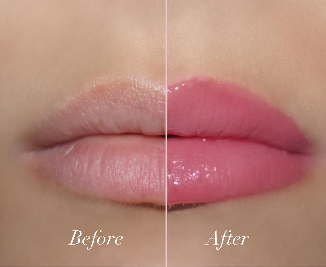 Camelia Jello Gloss Balm before and after