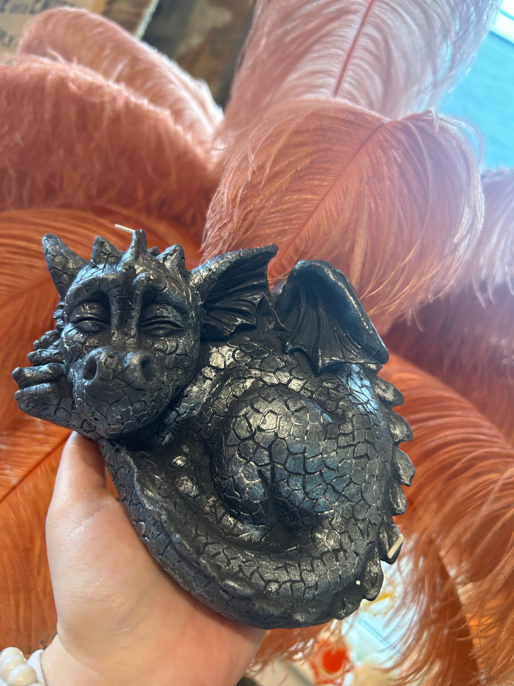 Dark Silver Sleeping Dragon Candle