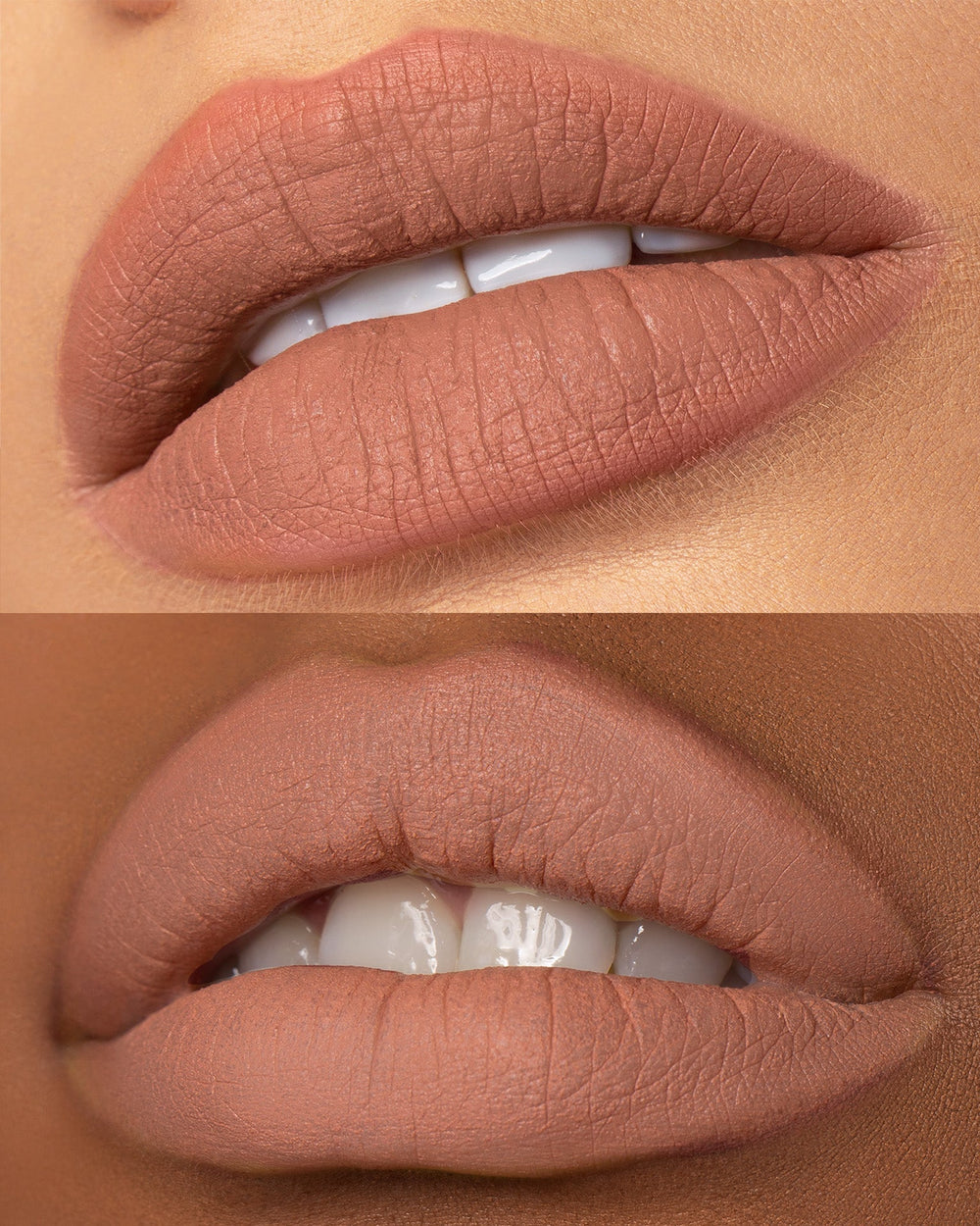 This is the Casual Velvet Mousse Lipstick on two different skin tones. 
