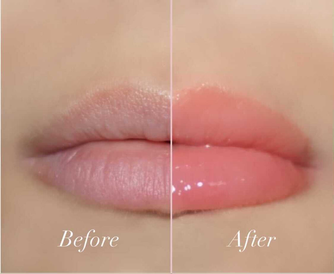 Tulip Jello Gloss Balm before and after