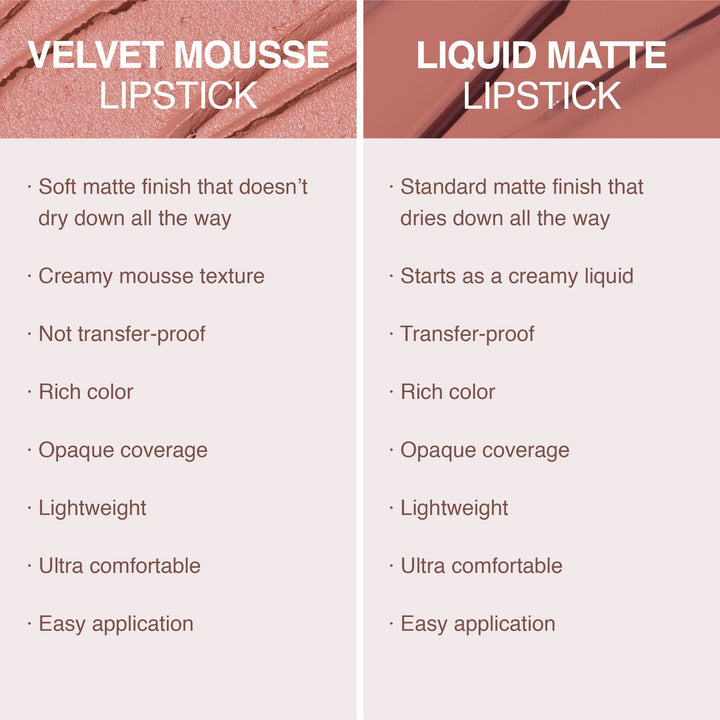 The difference between the mousse and matte lipsticks.