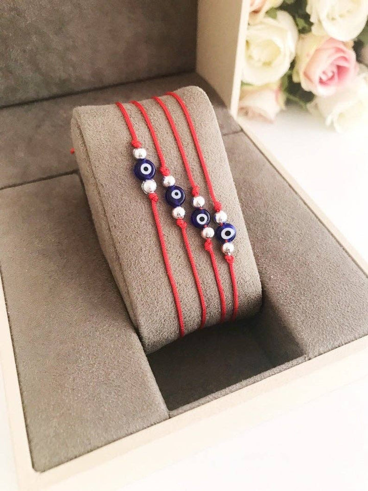 Evil Eye Bead Bracelet With Adjustable Red String Bracelet