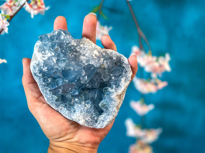 Ethically Sourced CELESTITE Clusters 1 1/2 pound