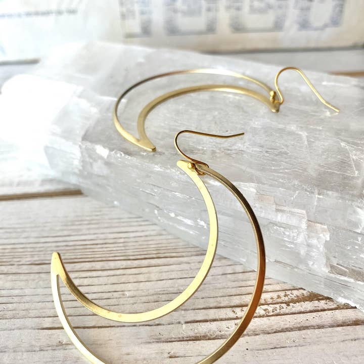 Moon Earrings Extra Large Crescent Moon Boho Celestial Star