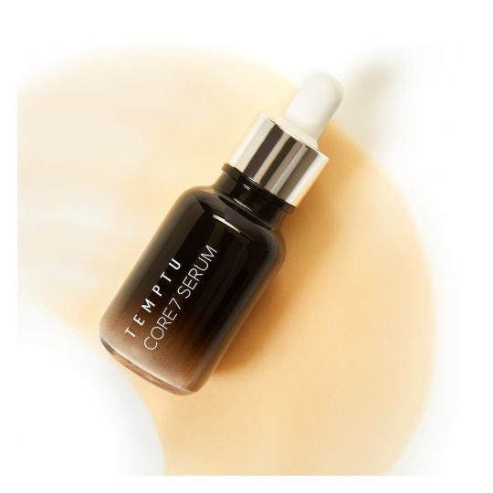 CORE7 Anti-Aging Hydration Serum with a swatch behind