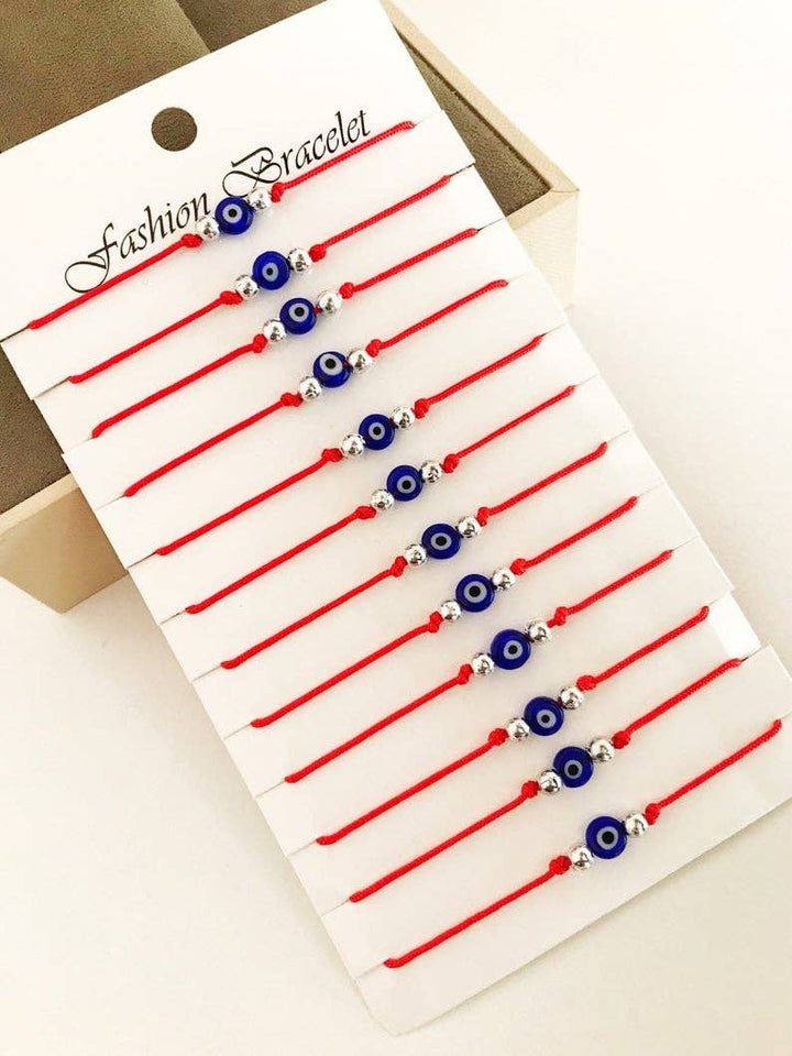 Evil Eye Bead Bracelet With Adjustable Red String Bracelet