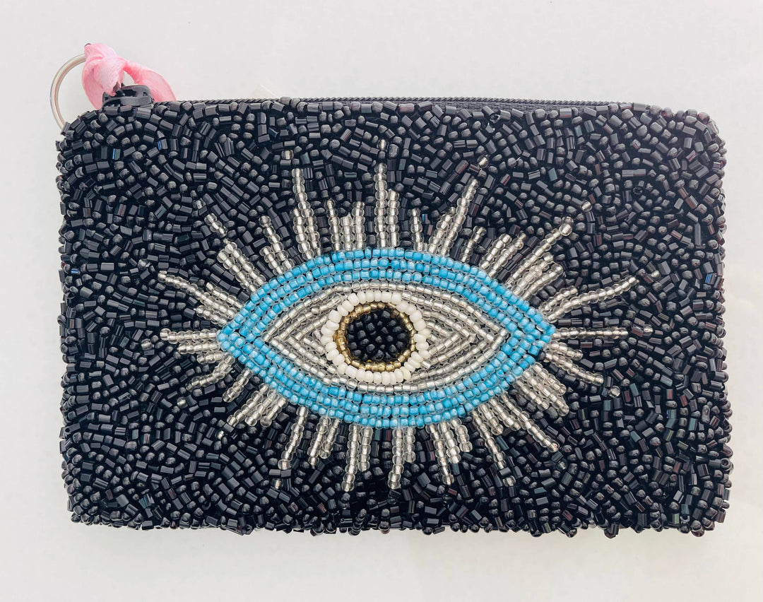 Evil Eye Hand Beaded Coin Purse