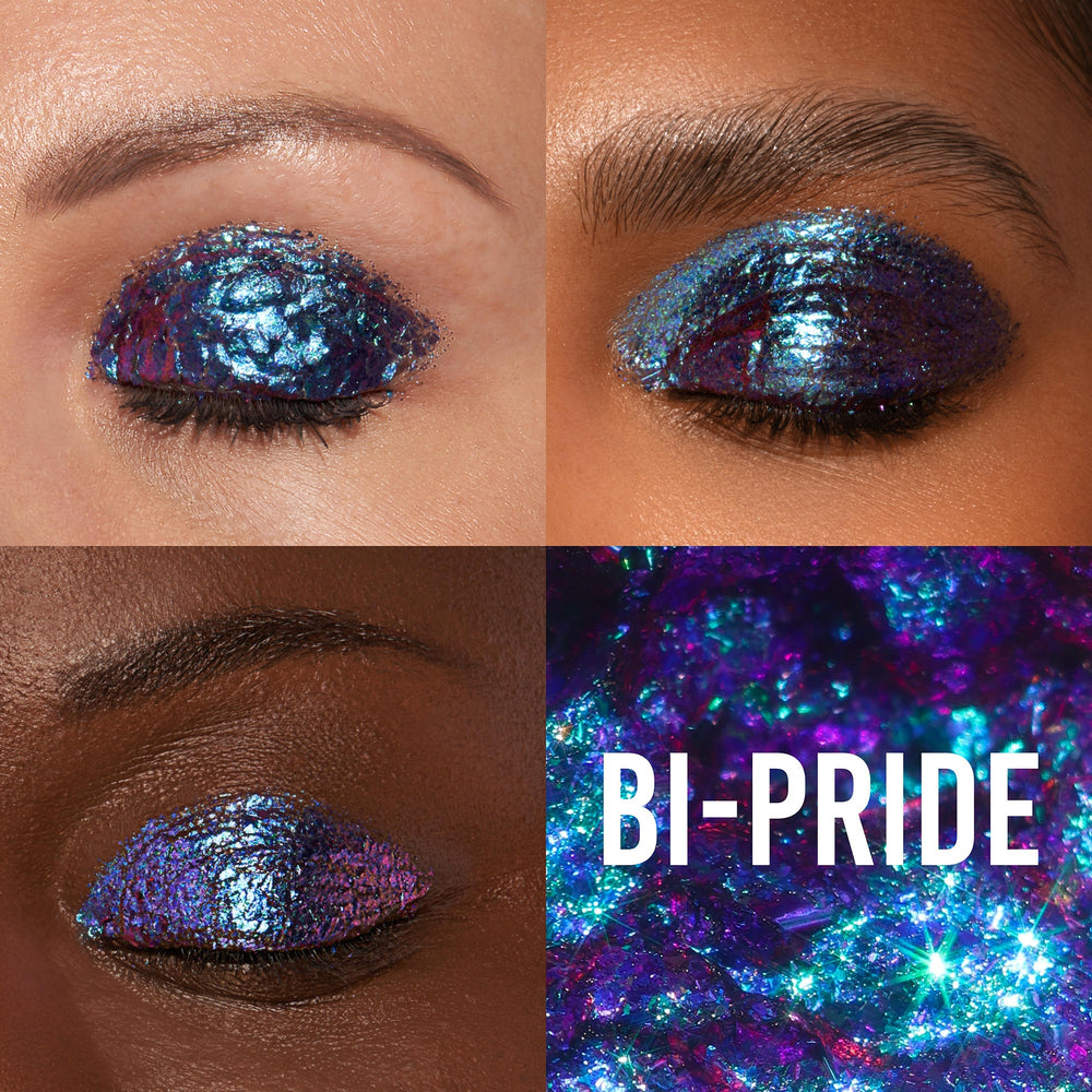 The Chrome Flakes Bi-Pride color on the eyes different ways.