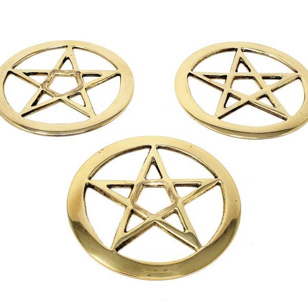 Image of Love & Lust Pentagram Cut Out Brass Altar Tile 3"