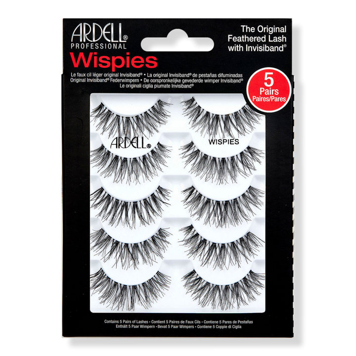 Image of Ardell Feathered Lash with Invisiband Eyelashes- Wispies Black - 5 Pack