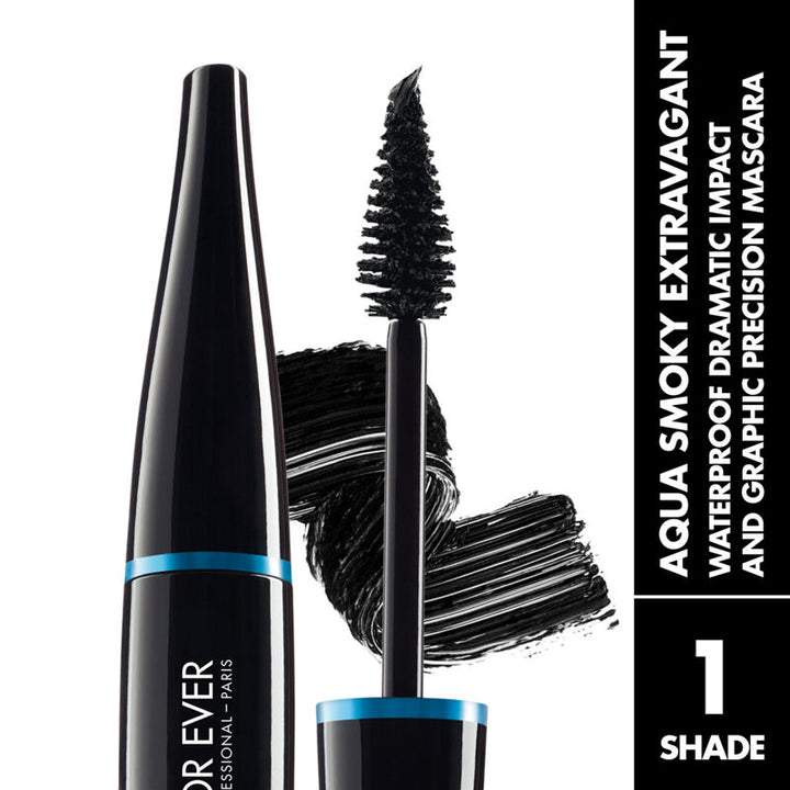 Aqua Smoky Extravagant Mascara tube and swatch