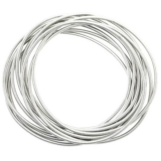 Image of Liv Rocks Guitar String Stackable Bracelets Stackable Stretchy Set 5 Silver