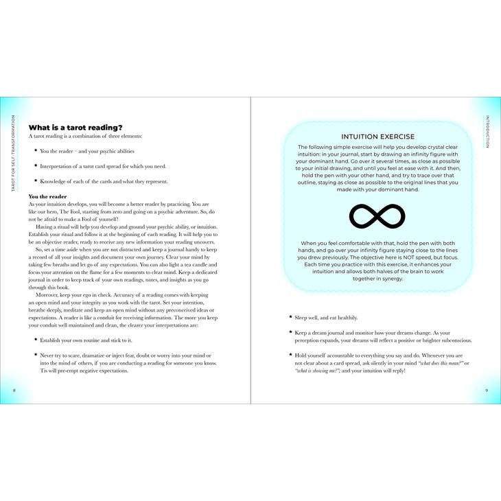 Tarot For Self-Transformation page on tarot reading