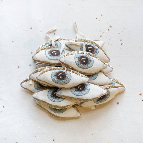 Image of Skippy Cotton Evil Eye Cotton & Lavender Stuffed Ornament