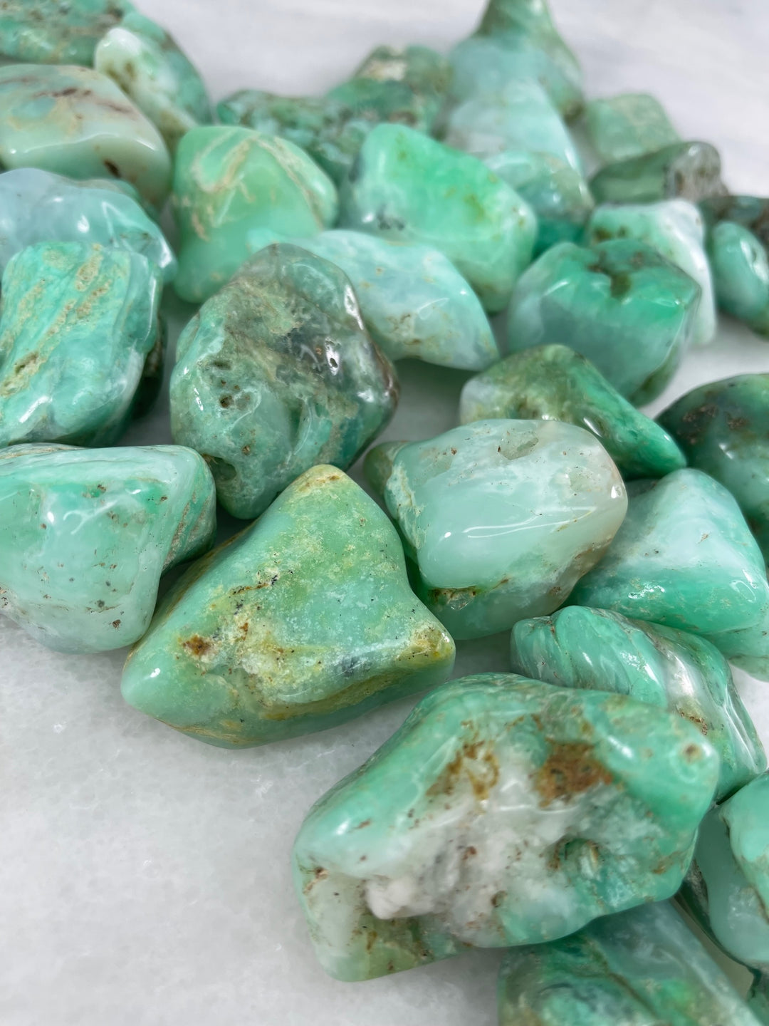 Multiple Chrysoprase Raw Palm Stone