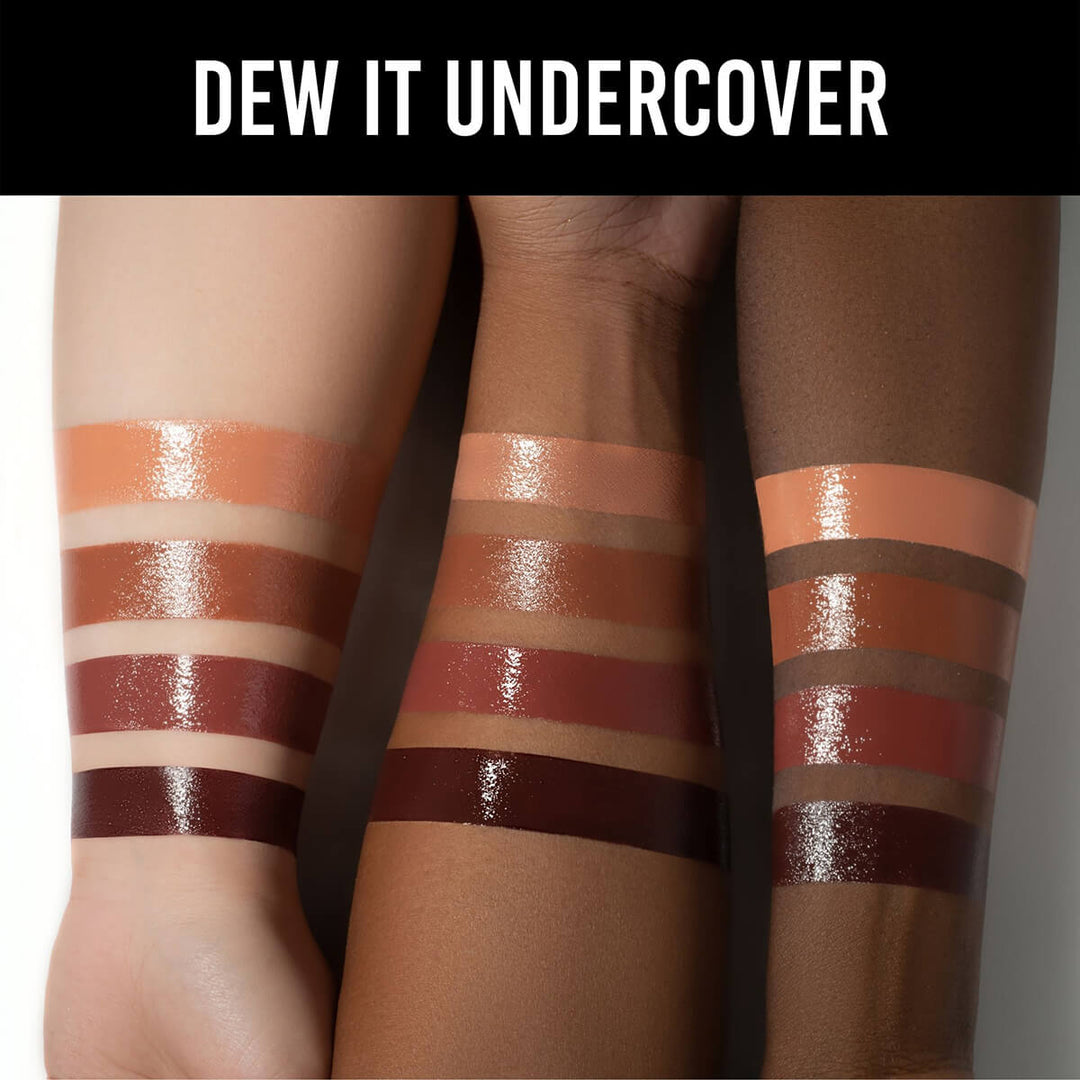 Danessa Myricks Dew it Undercover Dewy Cheek & Lip palette multiple arm swatches
