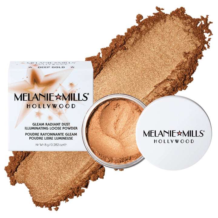 DEEP GOLD Gleam Radiant Dust swatch with packaging