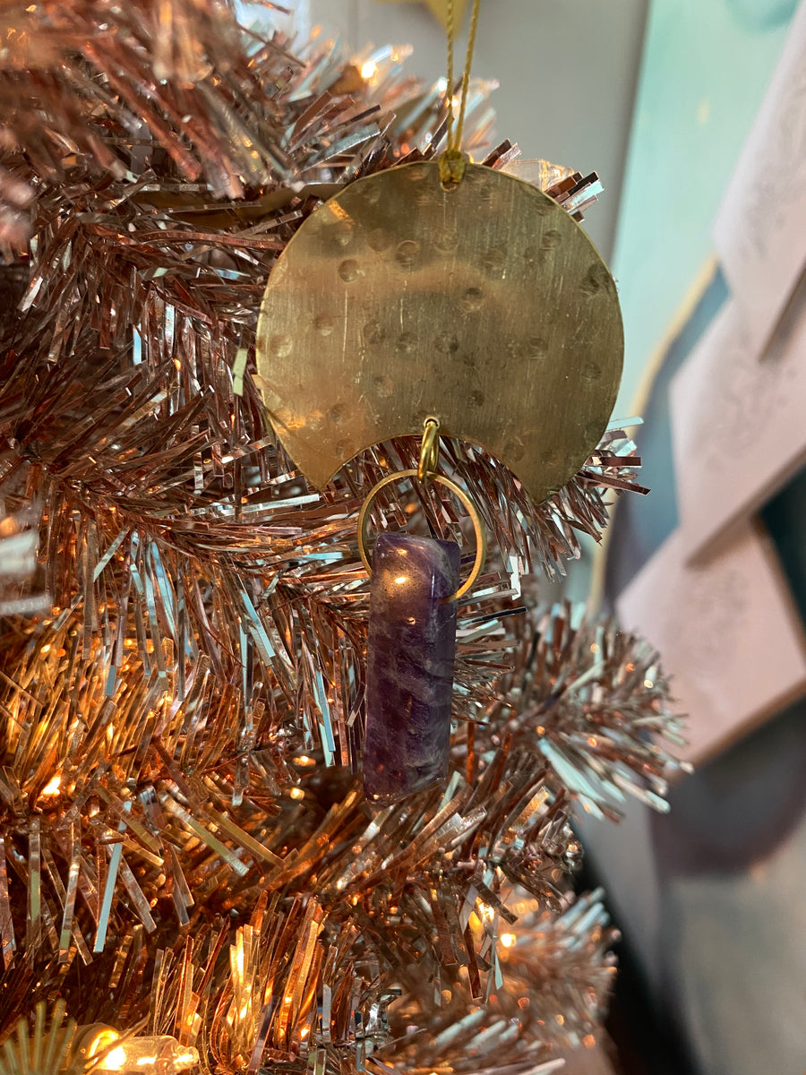 Image of Vida + Luz Gemstone Moon Drop Ornament Amethyst