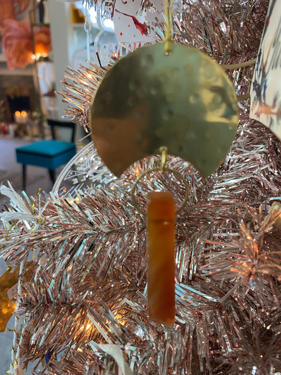 Image of Vida + Luz Gemstone Moon Drop Ornament Carnelian