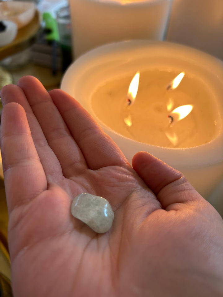 Light Aquamarine Tumbler in palm
