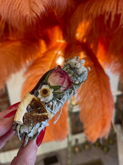 Image of Mystic Thrift Rose and Orange Sage Wand