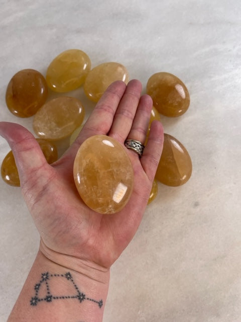 Image of Makeup Altar Crystals Yellow Aventurine Palm Stone