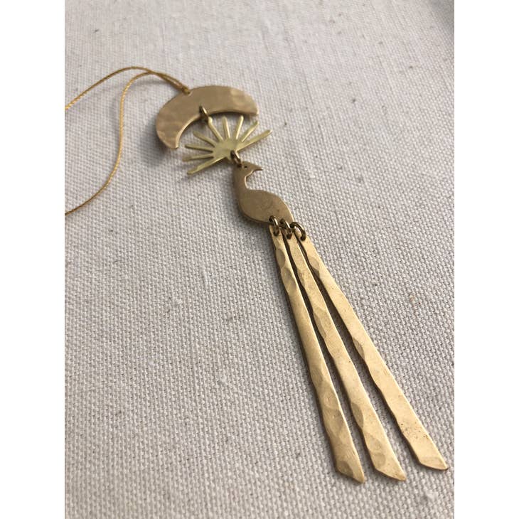 Image of Vida + Luz Peacock Hammered Brass Ornament