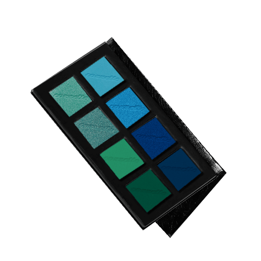 Blue/Green Eyeshadow Palette Color Story open